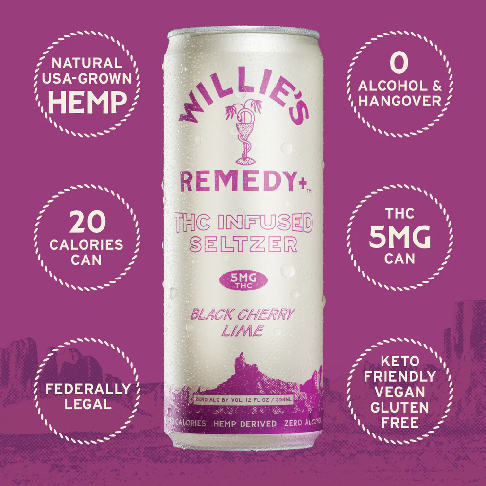 Willie’s Remedy Black Cherry Lime Sparkling Seltzer Willie’s Remedy Black Cherry Lime Sparkling Seltzer